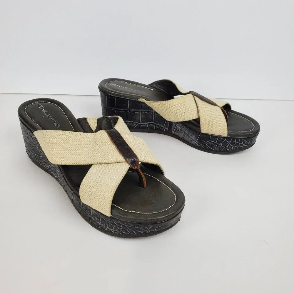 Donald J Pliner Shina Slip-On Slide-On Platform Wedge Sandals Size 8M